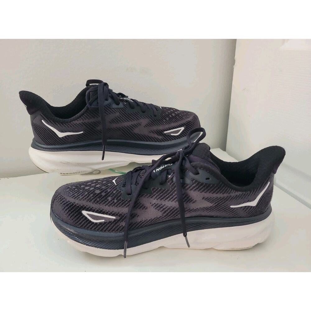 8.5 Hoka Women's Clifton 9 Black/White, Running Shoes-US 8.5 B - Picture 2 of 13